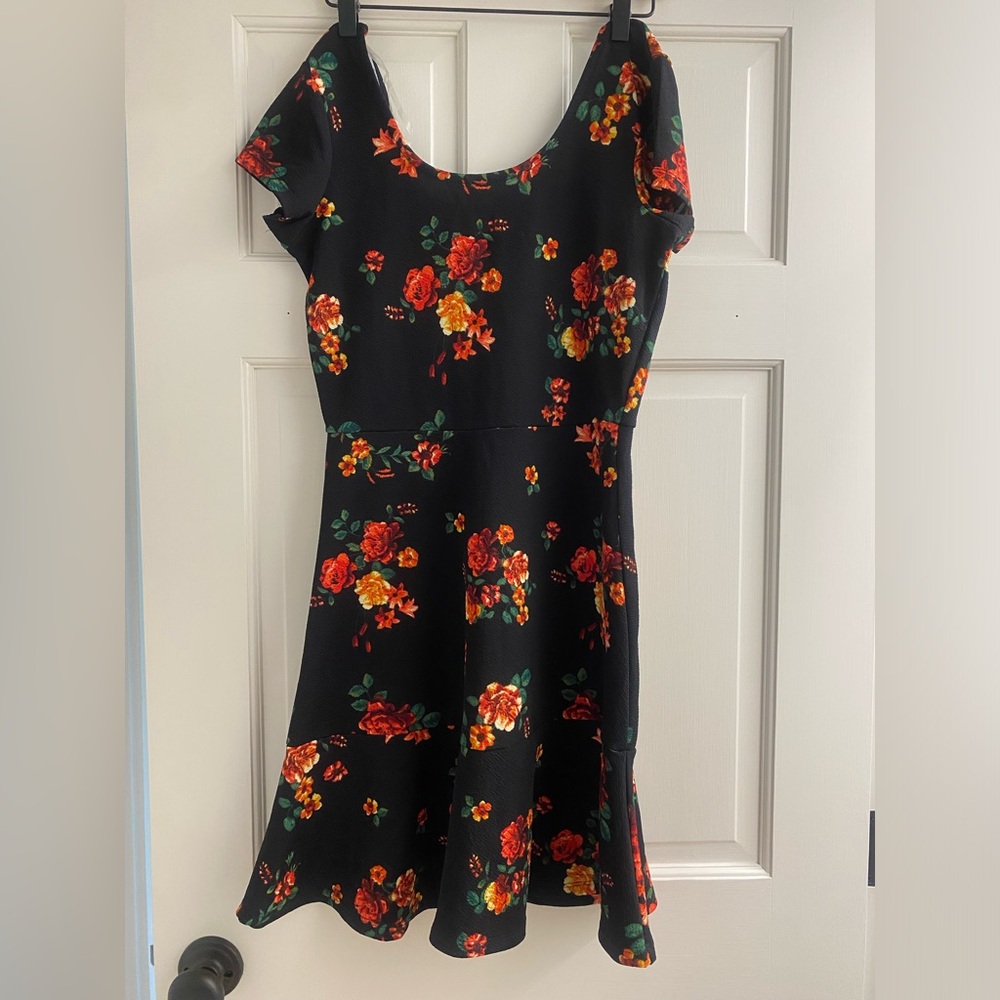 Floral Black Mini Dress